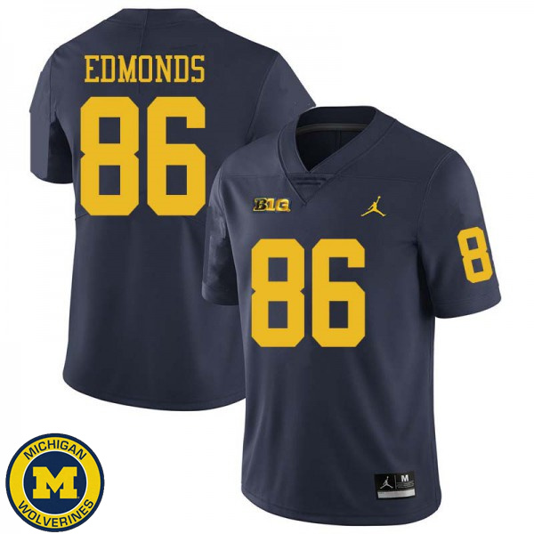 Men Michigan Wolverines #86 Conner Edmonds Navy Jordan Brand Football Jersey